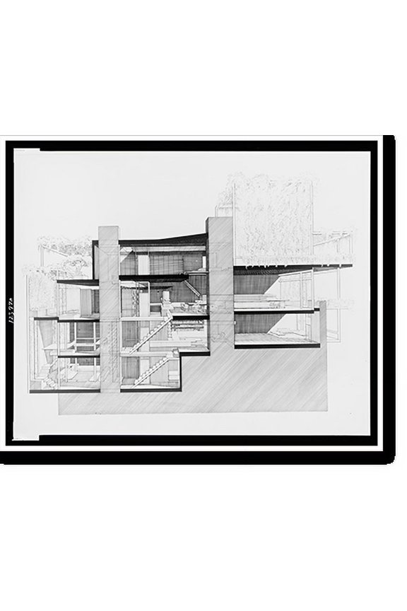 Historic Print, [Paul Rudolph's penthouse apartment, 23 Beekman Place, New York City. Cross section. Photograph] - 2, 16" x 20"