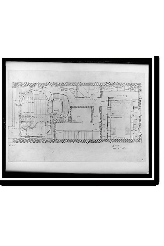 Historic Print, [Paul Rudolph's penthouse apartment, 23 Beekman Place, New York City. Sketch] - 2, 16" x 20"