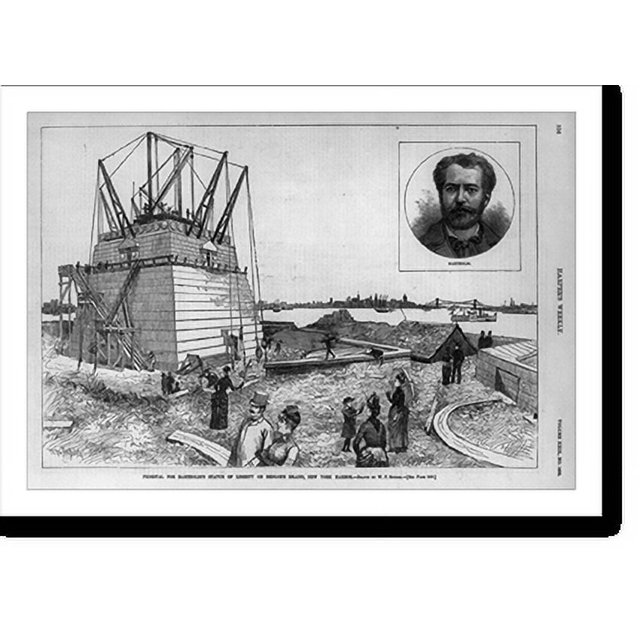 Historic Print, Pedestal for Bartholdi's Statue of Liberty on Bedloe's
