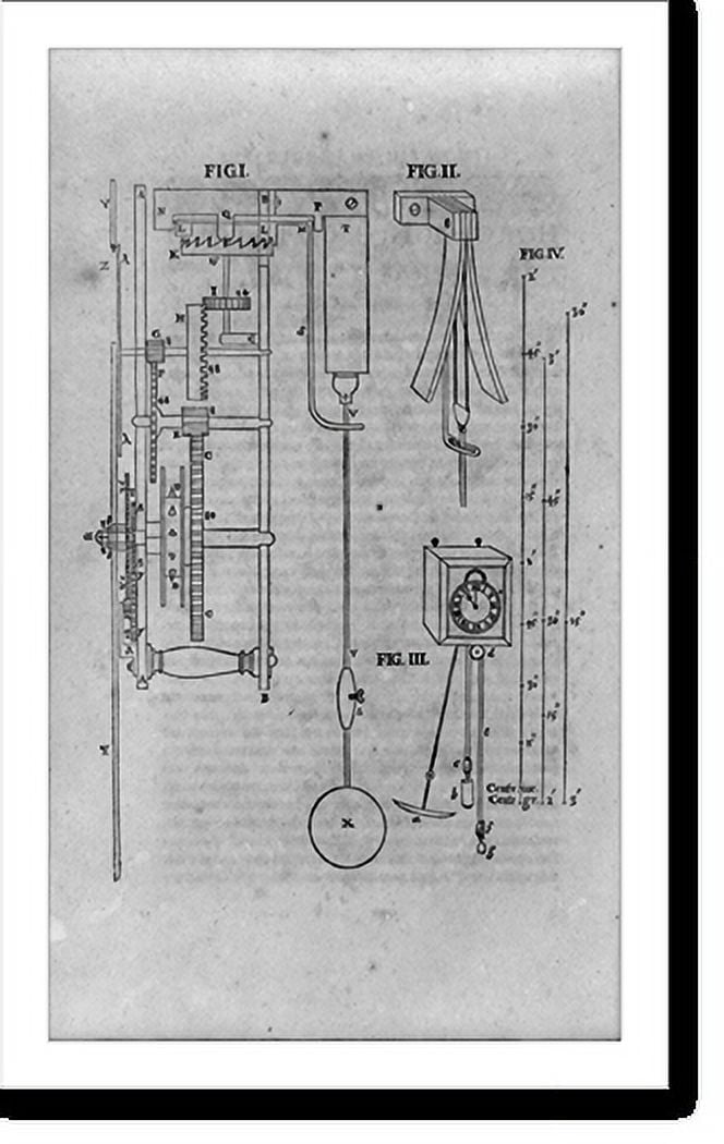 Historic Print, [Pendulum or oscillating clock mechanisms, showing