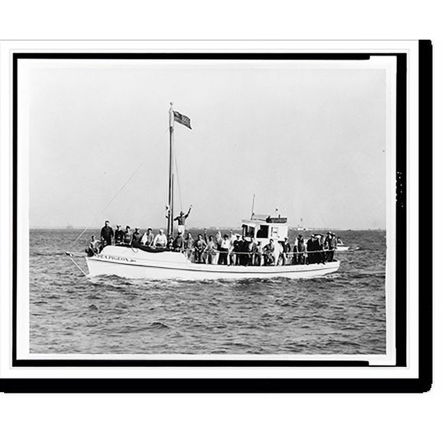 Historic Print, [People deep sea fishing on the Sea Pigeon, out of