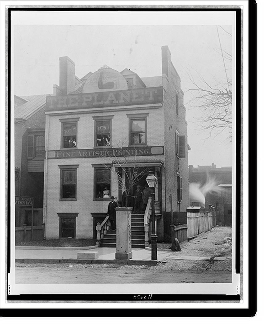 Historic Print, [People posed on porch of and in the newspaper