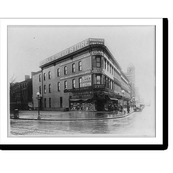 Historic Print, People's Drug Store No. 1, 7th and Massachusetts Ave, N.W., Washington, D.C., 16" x 20"