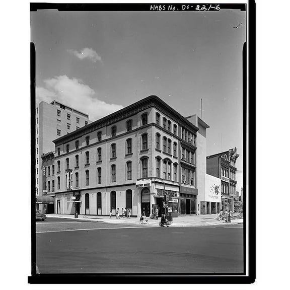 Historic Print, Perry Building, 819-821 Market Space Northwest, Square 408, Corner, Washington, District of Columbia, DC - 6, 18" x 24"