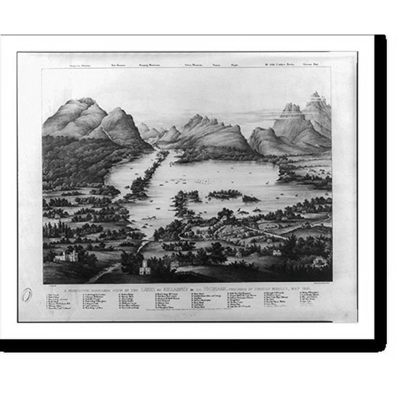 Historic Print, Perspective panoramic view of the lakes of Killarney, 18" x 24"