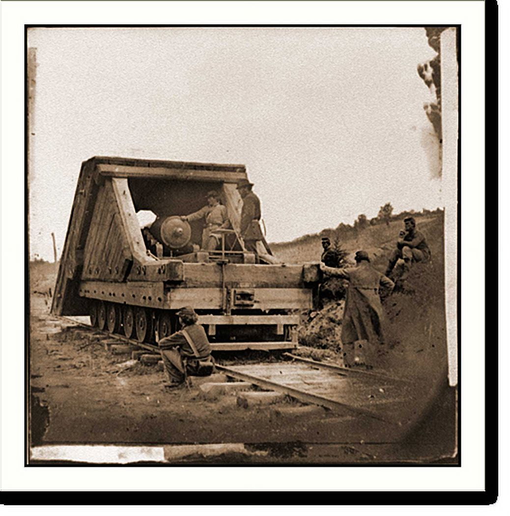 Historic Print, Petersburg Va. Railroad gun and crew, 16" x 20