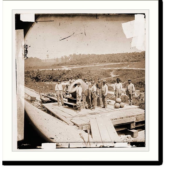 Historic Print, Petersburg Virginia. 13-inch mortar DICTATOR in front of Petersburg Va, 16" x 20"