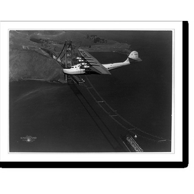 Historic Print, Philippine Martin Clipper ship in flight over Golden