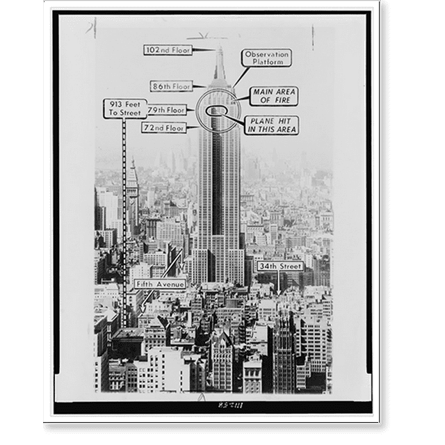 Historic Print, [Photodiagram of Empire State Building, prior to