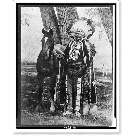 Historic Print, Photograph of Chief Ignacio and his horse.by Frank S. Balster, Durango, Colorado., 18" x 24"
