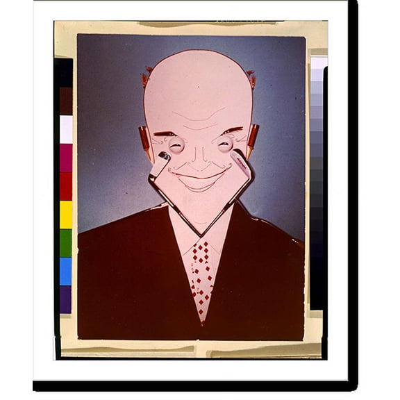 Historic Print, [Photographic print of head-and-shoulders caricature of Dwight D. Eisenhower, with his head composed of golf clubs, golf balls, shotgun shells, fishing flies and hooks; …16" x 20"