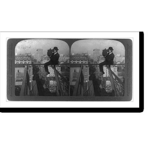 Historic Print, Photographing New York City - on a slender support 18 stories above pavement of Fifth Avenue - 2, 16" x 20"