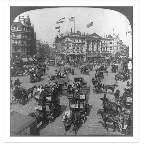 Historic Print, Picadilly Circus, London, England, 16" x 20"