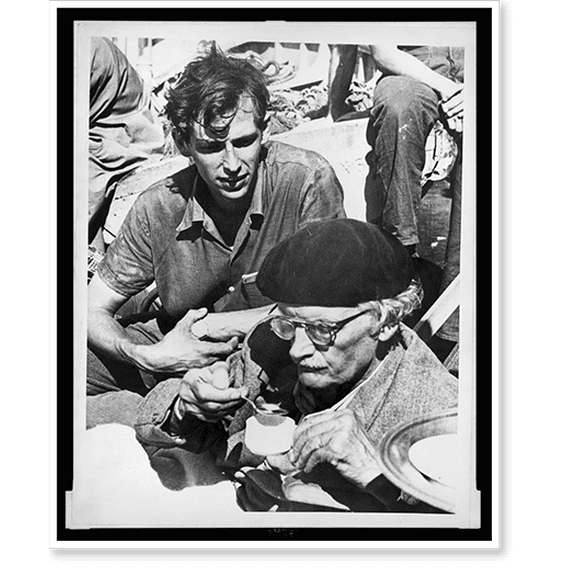 Historic Print, Piccard rests after setting depth record, 18" x 24"