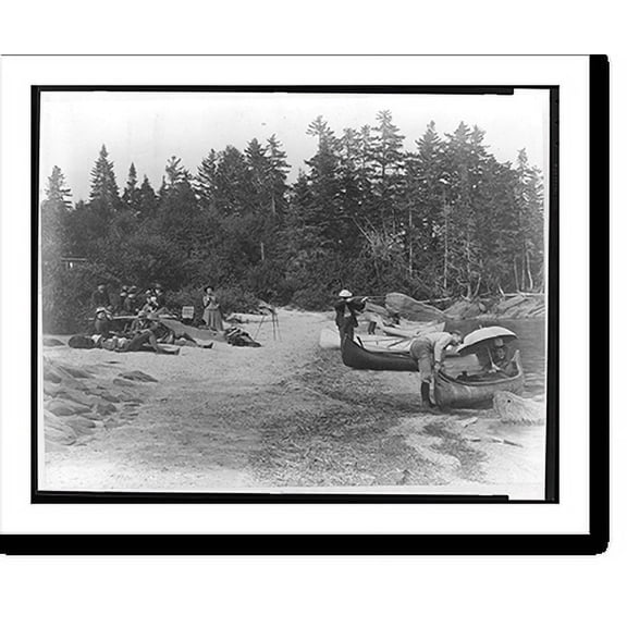 Historic Print, Picnic along shore of lake, near mouth of Socateau [River], 18" x 24"
