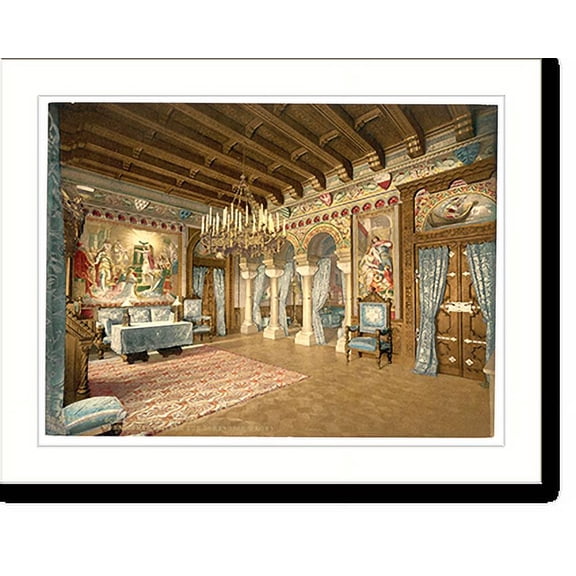 Historic Print, Pictures of the Lohengrin story drawing room Neuschwanstein Castle Upper Bavaria Germany, 16" x 20"