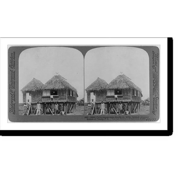 Historic Print, Picturesque nipa shaks on stilts - typical country homes of Panay, P.I., 16" x 20"