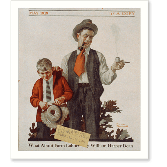 Historic Print, [Pipe-smoking man chastising young boy caught smoking corn-cob pipe], 16" x 20"