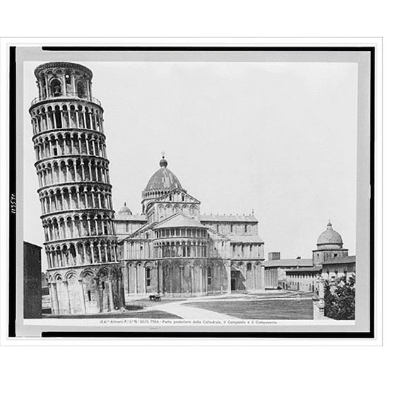 Historic Print, Pisa - Parte posteriore della Cattedrale, il Campanile e il Camposanto.Ed. Alinari., 18" x 24"