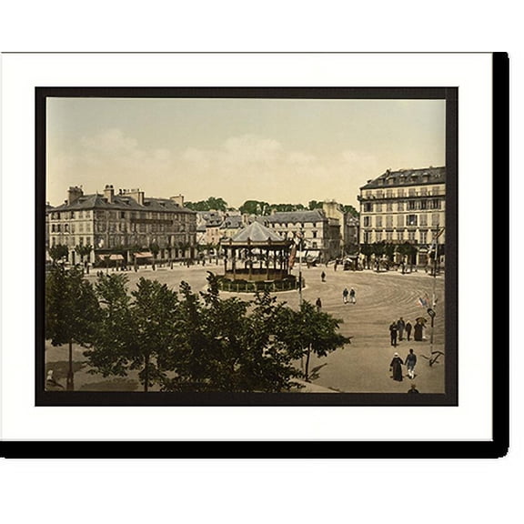 Historic Print, Place Alsace-Lorraine Lorient France, 16" x 20"