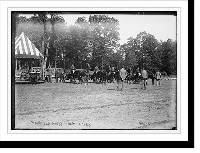 Historic Print, Plainfield Horse Show, horses and drivers lined up