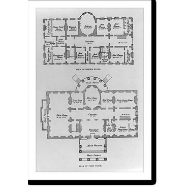 Historic Print, Plan of 1st & 2nd floors of White House, 16" x 20"