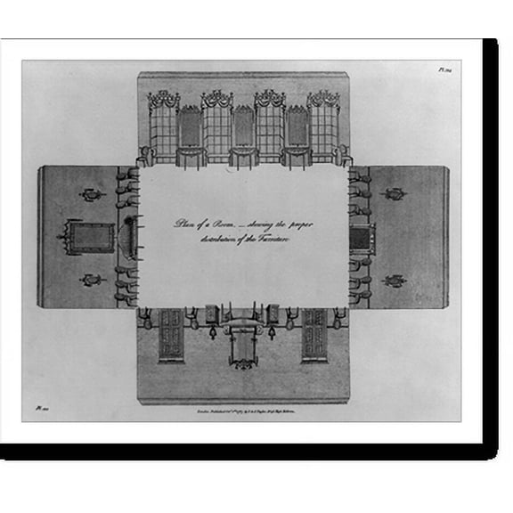Historic Print, Plan of a room showing the proper distribution of furniture, 16" x 20"