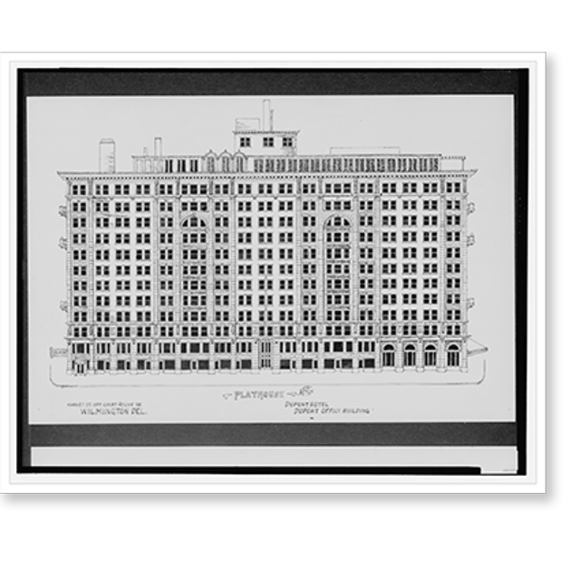 Historic Print, [Playhouse, Dupont Hotel, and Dupont Office Building