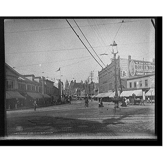 Historic Print, Pleasant St. from Malden Sq., Malden, Mass., 16" x 20