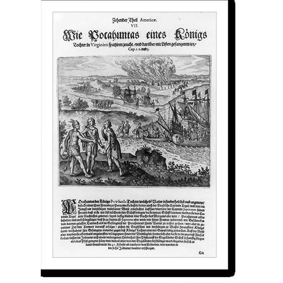 Historic Print, [Pocahontas taken prisoner in 1612], 18" x 24"