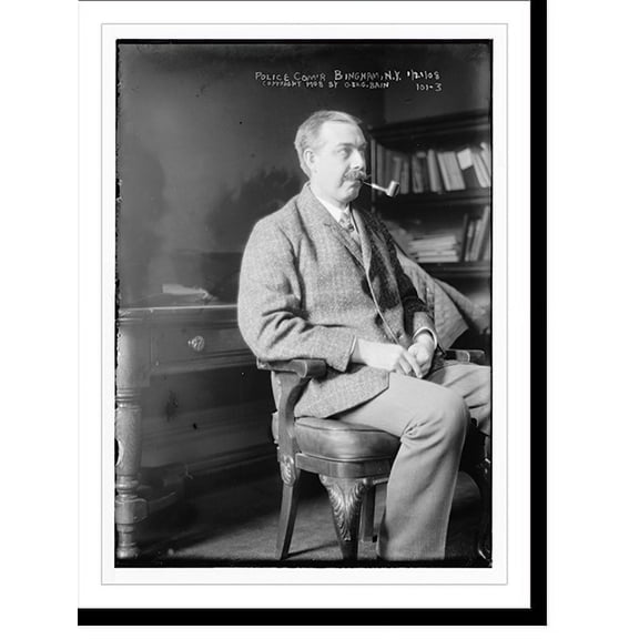 Historic Print, Police Commander Bingham, seated, with pipe, New York, 18" x 24"