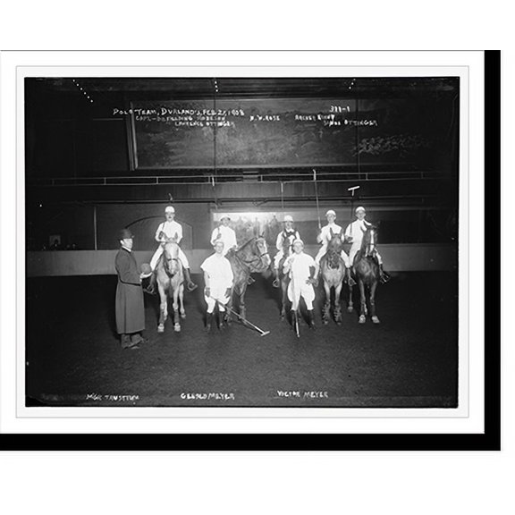 Historic Print, Polo Team, Durland's, 1908: Cpt. Dr. Fielding Robeson, N.W. Rose, Archer Kinney, Lawrence & Simon Ottinger, Mgr. Trusttum, Gerald & Victor Meyer, 16" x 20"