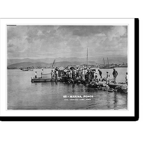Historic Print, [Ponce, Puerto Rico - crowded scene at marina], 18" x 24"