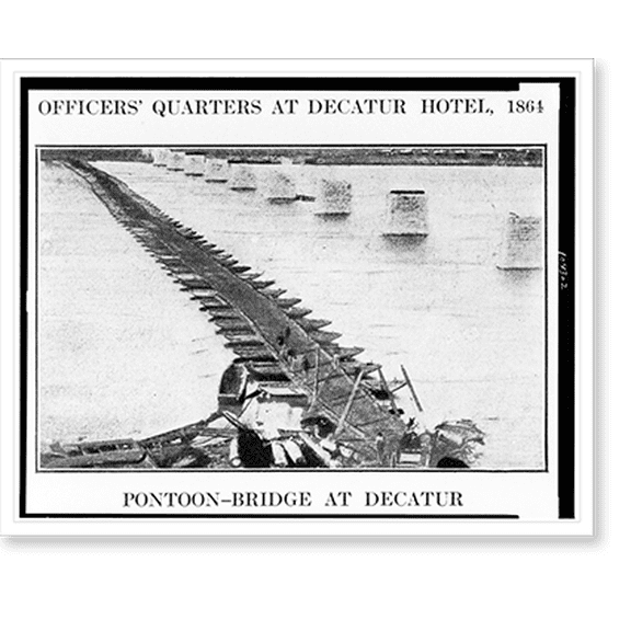 Historic Print, Pontoon bridge at Decatur, 18" x 24"