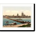 Historic Print, Pontoon bridge from Deutz Cologne the Rhine Germany, 16
