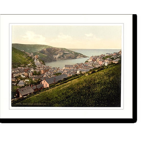 Historic Print, Port Isaac looking S.W. Cornwall England, 18" x 24"