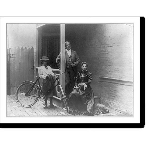 Historic Print, [Portrait group: man, woman, and girl with bicycle], 18" x 24"