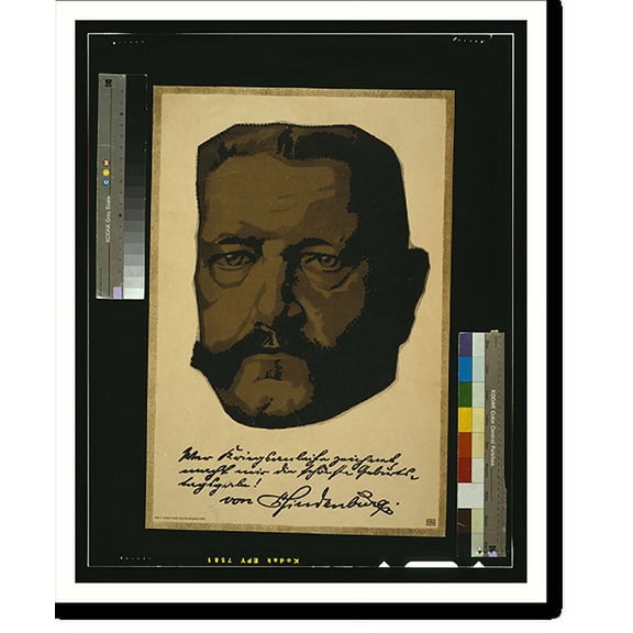 Historic Print, [Portrait of General Field Marshall Paul von Hindenburg]. Louis Oppenheim., 18" x 24"