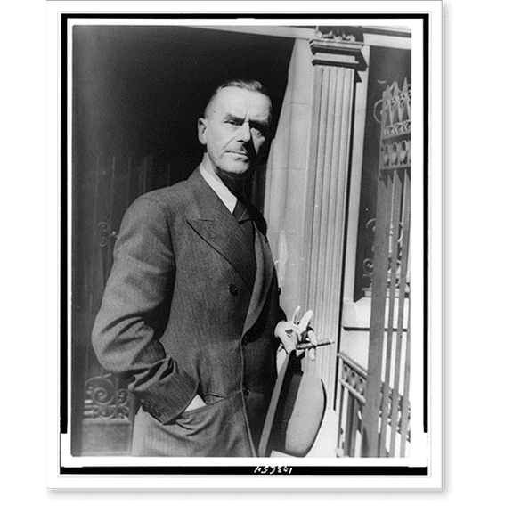Historic Print, [Portrait of Thomas Mann, holding hat, gloves, and cigar], 18" x 24"