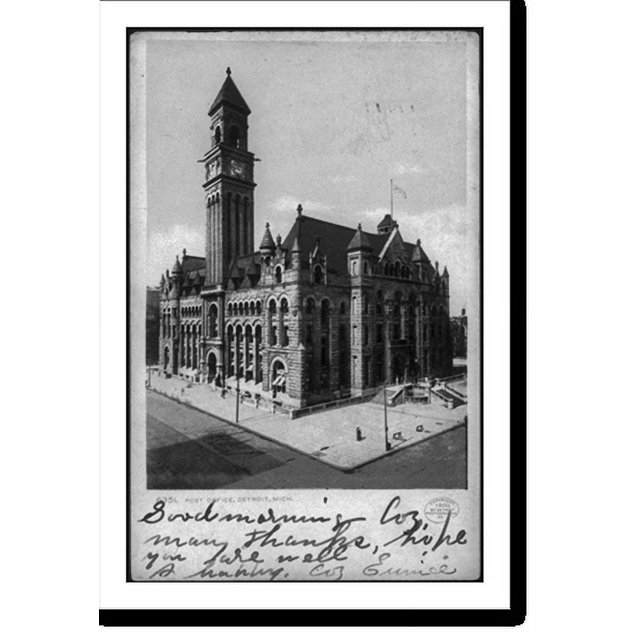 Historic Print, Post Office, Detroit, Michigan, 16" x 20"