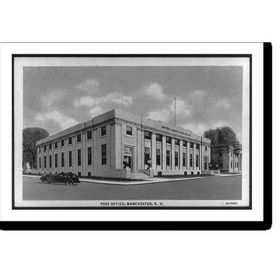 Historic Print, Post Office, Manchester, N.H., 16" x 20"