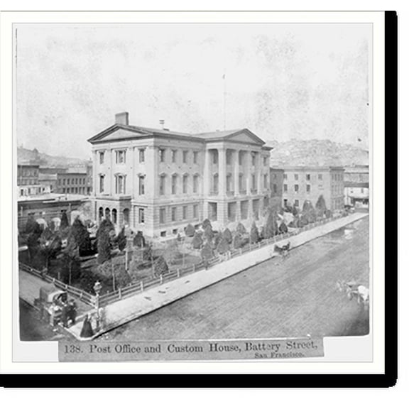 Historic Print, Post Office and Custom House, Battery Street, San Francisco, 18" x 24"