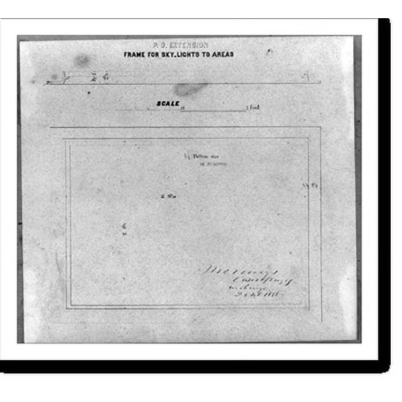 Historic Print, Post Office extension, frame for skylight to areas, 16" x 20"