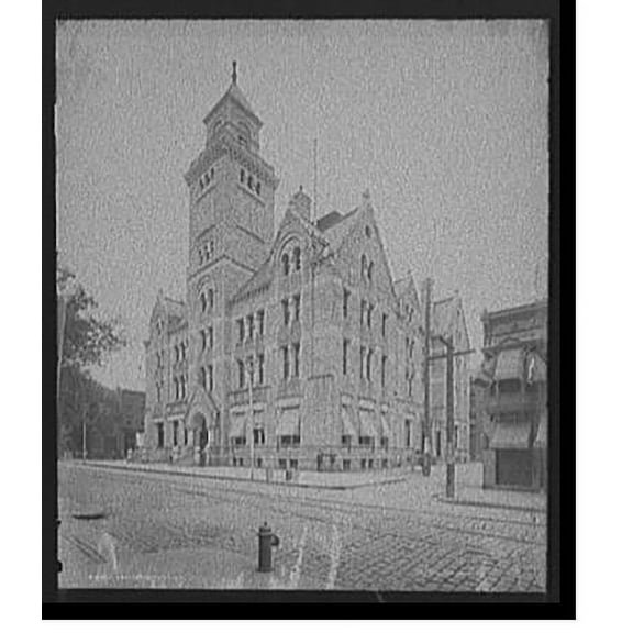Historic Print, Post office, Troy, N.Y., 18" x 24"