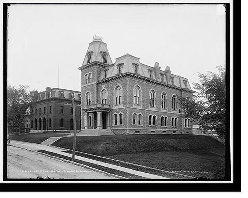 Historic Print, Post office and court house, Burlington, Vt., 16" x 20