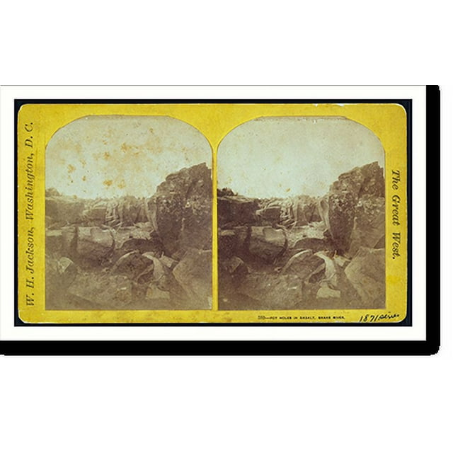 Historic Print, Pot holes in Basalt Snake River., 16" x 20"
