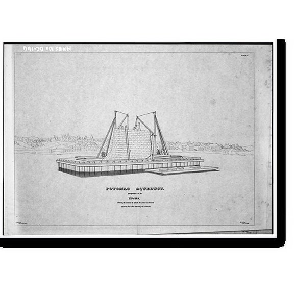 Historic Print, Potomac Aqueduct, Georgetown abutment at Georgetown waterfront, Washington, District of Columbia, DC - 10, 18" x 24"