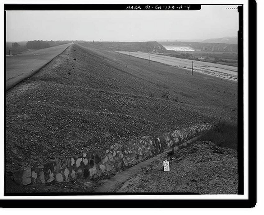 Historic Print, Prado Dam, Embankment, Santa Ana River near junction of