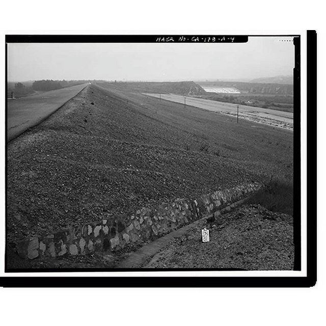 Historic Print, Prado Dam, Embankment, Santa Ana River near junction of