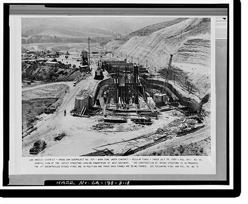 Historic Print, Prado Dam, Outlet Works, Santa Ana River near junction